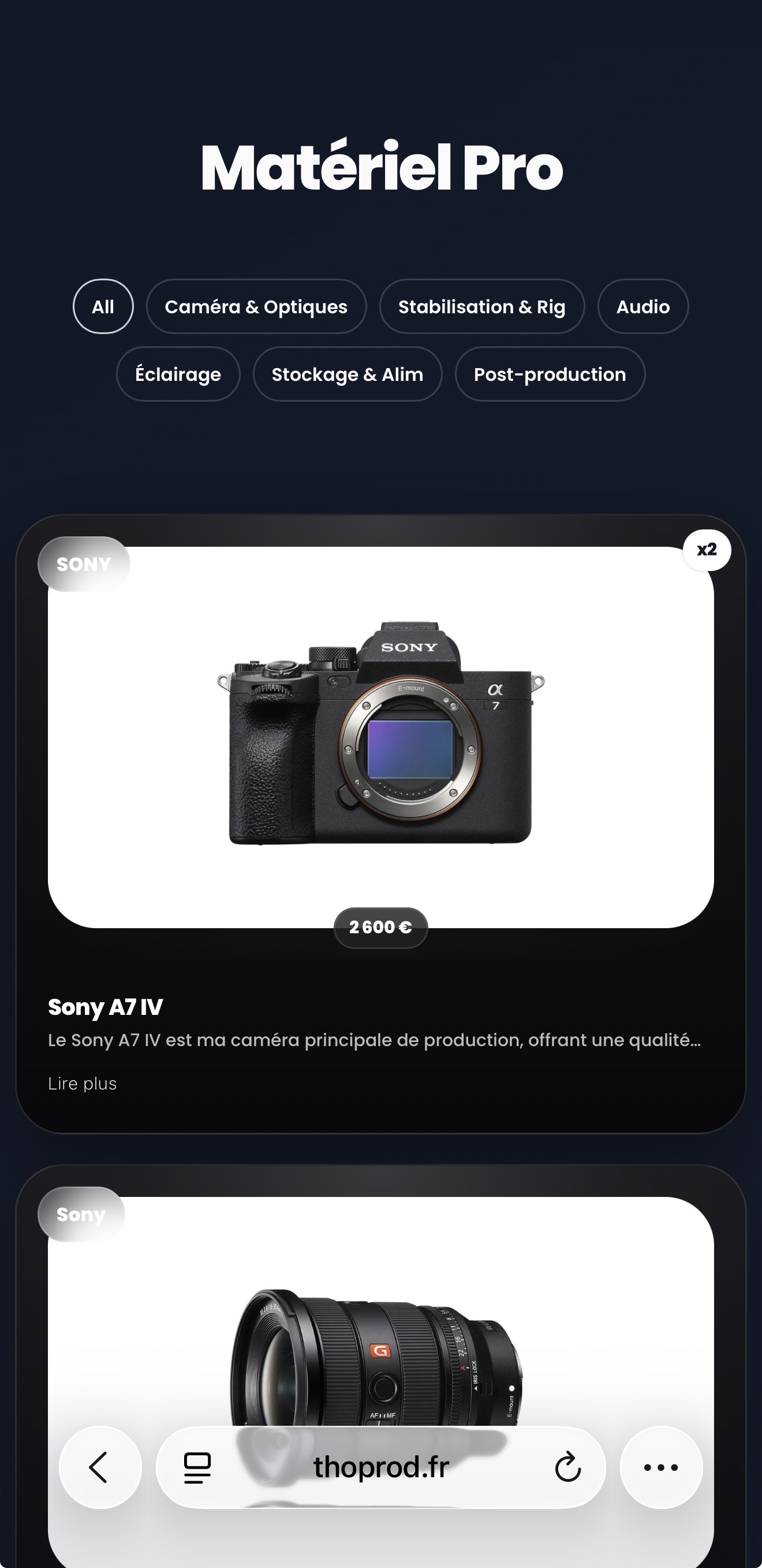 Aperçu de Matériel Pro V2 sur mobile